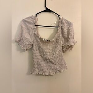 Women's Cream Smocked Top